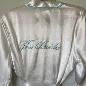 White silky bridal robe